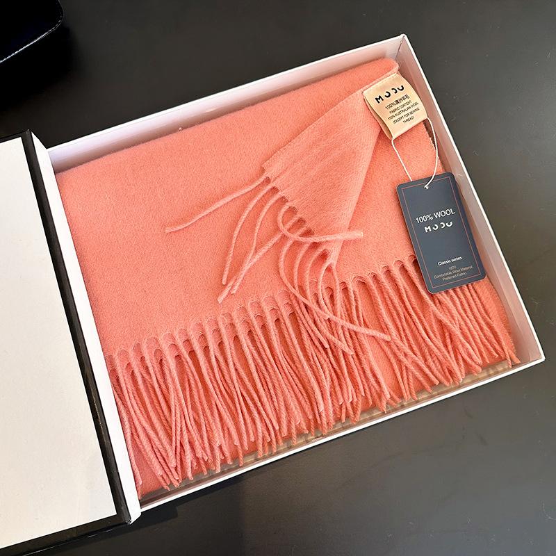 High-end 100% wool scarf women's winter thickened high-end new camel shawl birthday new gift