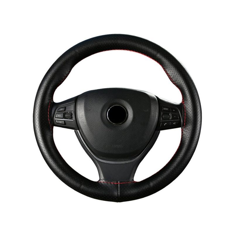 Steering Wheel Cover, Genuine Leather, Handmade Leather Cover, Universal for Men and Women, Suitable for All Seasons, Non-Slip Stitched Handle Cover