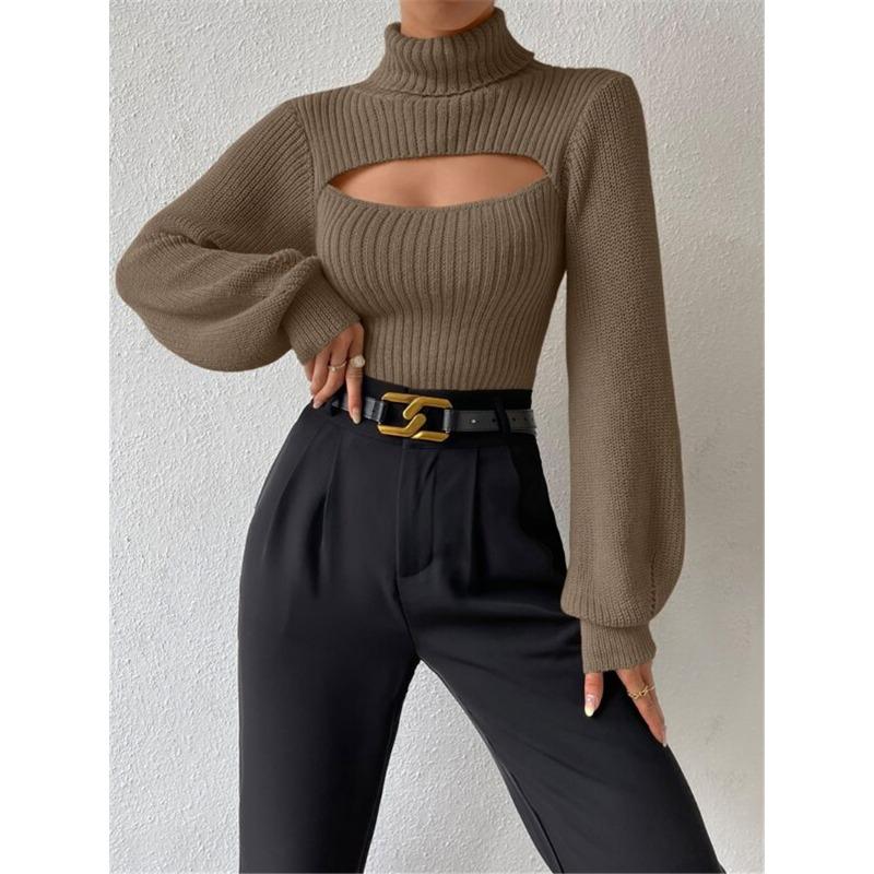 Damen S Hoher Hals Ausgeschnitten Locker Sitzender Pullover Oberbekleidung Top