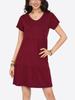 Womens V Neck Tiered Dress Short Sleeve Loose Casual Knee Length Dress