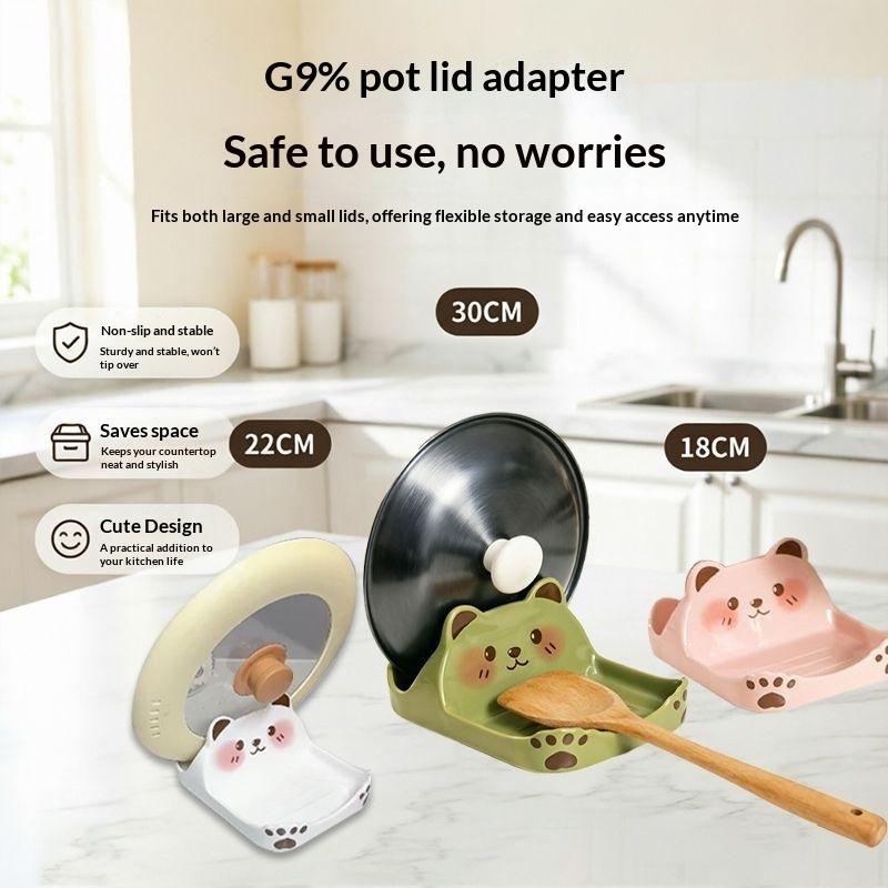 1Pcs Abs Lid Holder Bear Shape Design Countertop Mount Kitchen Counter Organizer Creative Multi-Functional Storage