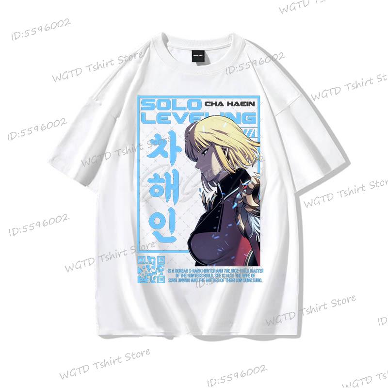 Anime Solo Leveling T Shirt Vintage Sung Jin Woo T-shirts Men Women Cotton Streetwear Short Sleeve Manga Solo Leveling Tops Tees