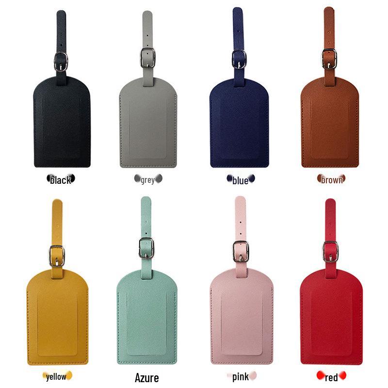 Multicolor PU Leather Luggage Tag - Anti-lost Boarding Info Card for Suitcases