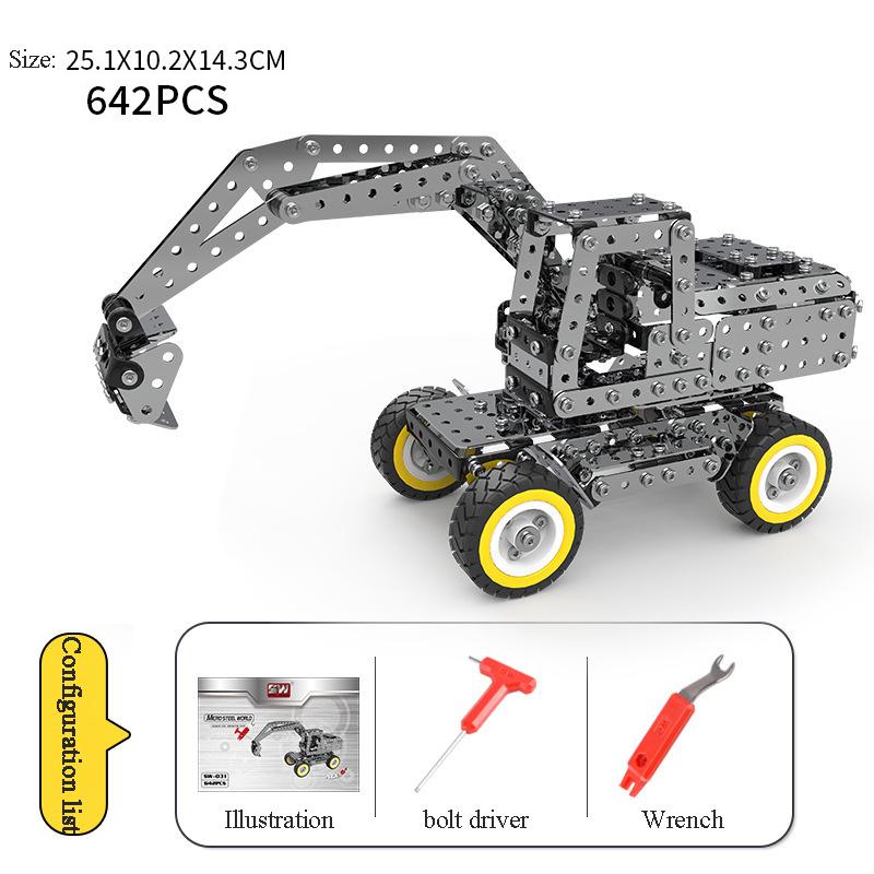 DIY Metal Assembly Engineering Car Alloy Screw Nut Assembly Building Block Forklift Motorcycle Model Children Toy Adult Gifts
