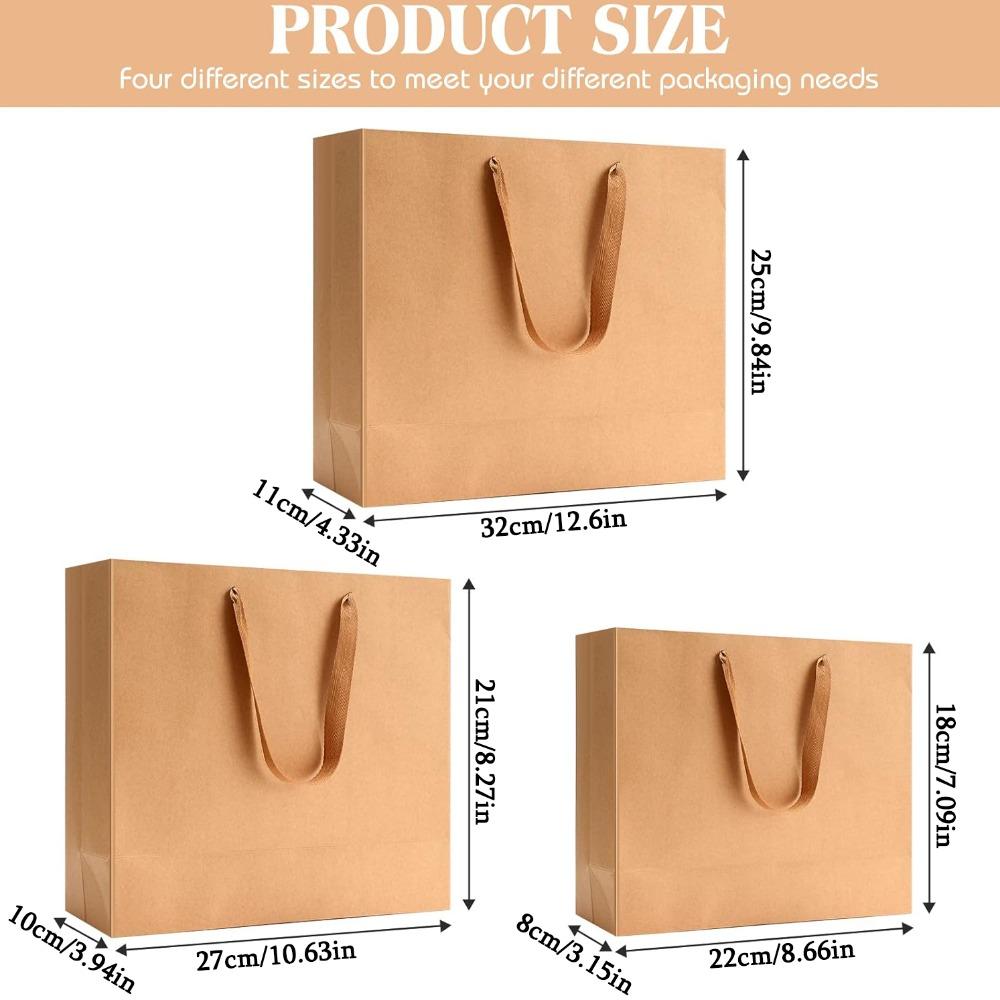 10pcs Kraft Paper Gift Bags Shopping Bags with Handles Gift Wrap Bags Paper Gift Sacks Party Favor Handbag Gift Packaging Bag Shopping Paper Bag