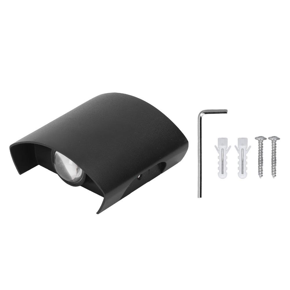 Modern 2W LED Wall Light Black Color AC 90-265V Wall Light IP65 Waterproof Aluminum Alloy Wall Mounted Light Porch Lighting
