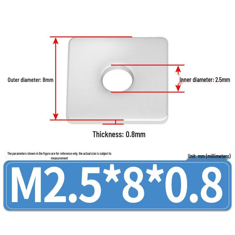 304 Stainless Steel Thickened Square Flat Washers M4-M24