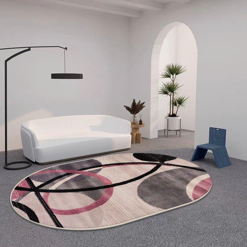 Modern Simple Style Living Room Carpet Oval Design Bedroom Non-slip Washable Rug Fluffy Soft Lounge Sofa Coffee Table Floor Mat