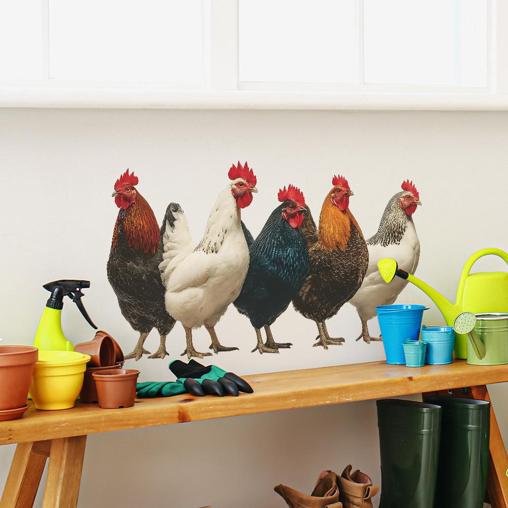 Personalized Simulation Rooster Flock Kitchen and Dining Room Wall Decoration and Beautification Stickers