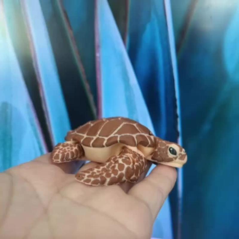 3D-печатная шарнирная фигурка черепахи Настольное украшение для помещений и улицы Декор для аквариума коричневый