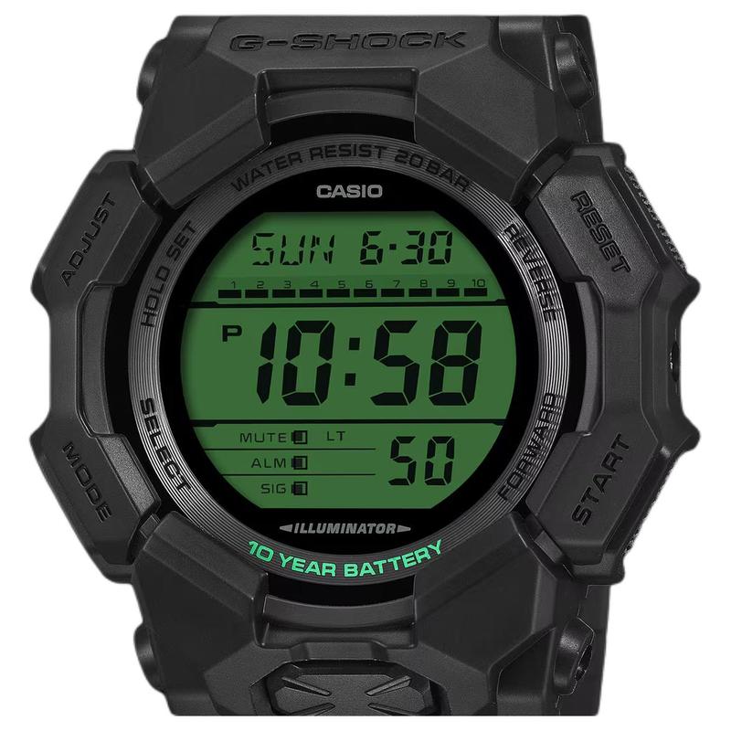 

CASIO GD-010 multi-time, fully automatic calendar, countdown timer measurement Quartz resin strap men s watch green dial GD-010BEG-1 чёрный
