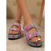 Cork Sandals 2025 Summer New Plus-size Rhinestone Belt Buckle for Women Wearing Platform Slippers