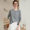 Bailuyu Women's Round Neck Half-Placket Long Sleeve T-Shirt