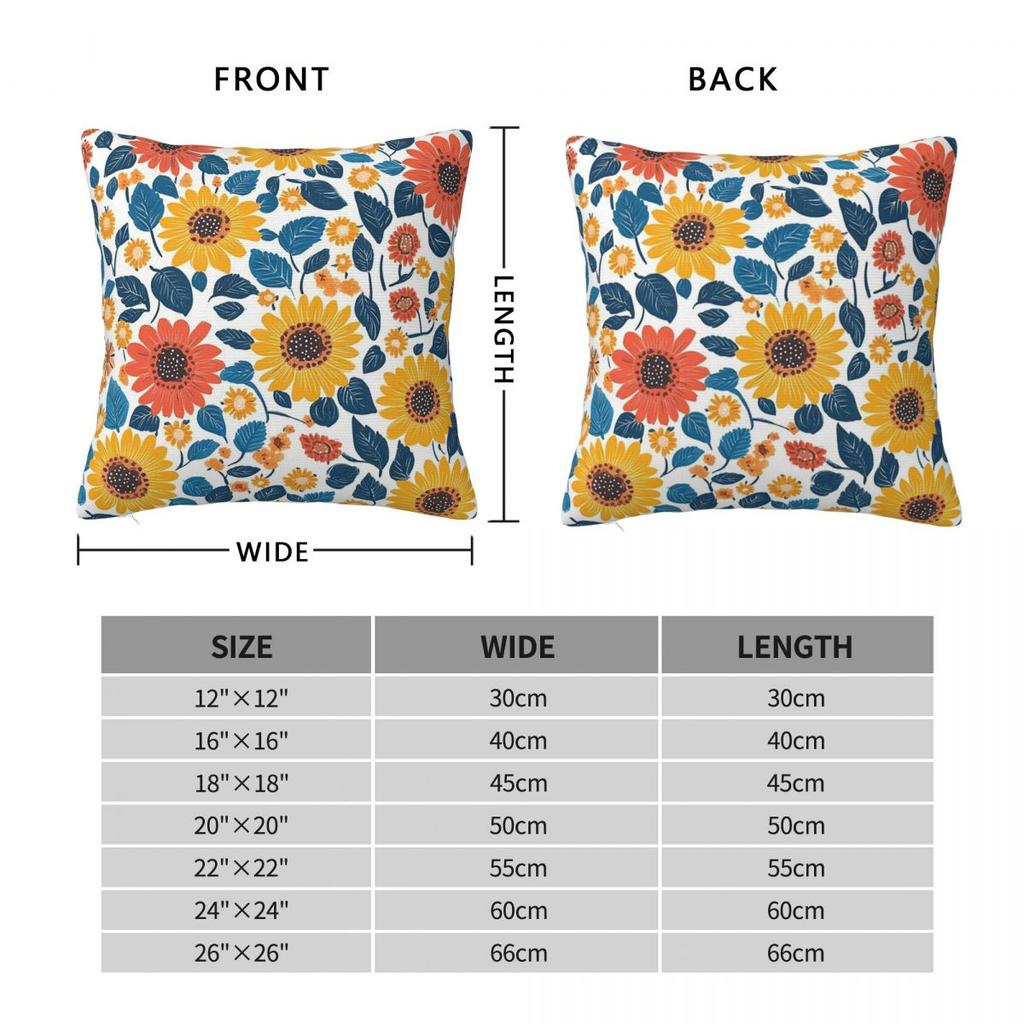 Sunflower Flower Florals Square Pillowcase Cushion Cover Pillow Case Throw Pillow Cover for Home Sofa Living Room
