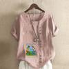 Women's Fashion Playing Children Print Short Sleeve T-shirt Loose Cotton Shirt Casual Loose Summer Blouse Tops Plus Size