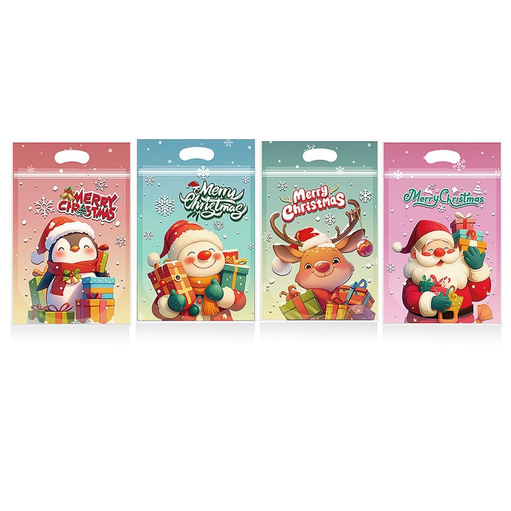 50PCS Multicolor Christmas Gift Bag Mixed Pattern Cartoon Santa Clause Deer Christmas Packaging Bag Xmas Tree Snowman