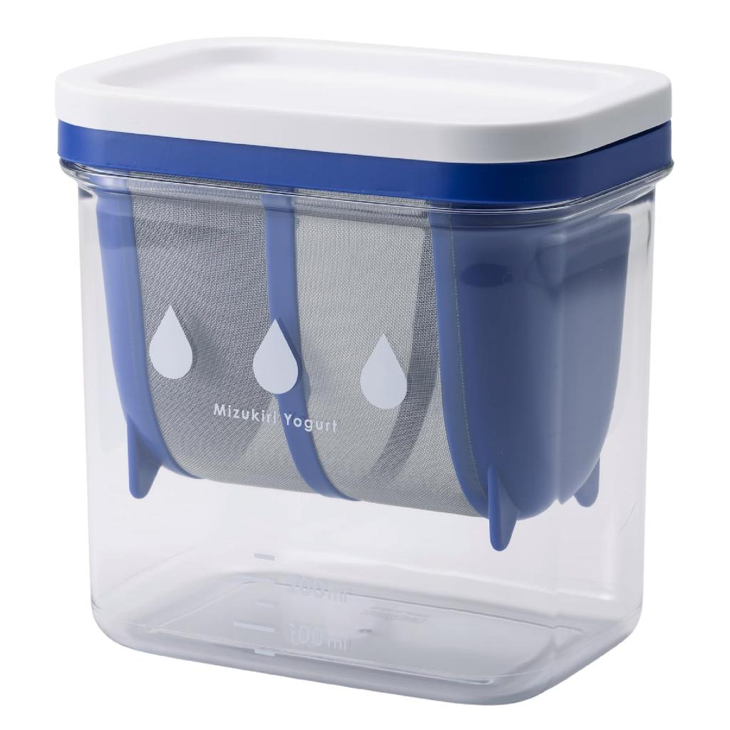 KAI Yogurt Maker Standard, Made in Japan, Easy Drainage, 1 Pack, Greek Yogurt, Blue/Clear, DL7264