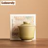 100ml Αισθητικό Κεραμικό Φούρνος Yaozhou Celadon Gaiwan Ρετρό Χρώμα Πράσινο Τσαγιού Ercai Τσαγιέρα με Κάλυμμα Μπολ Ποτό Διακοσμητικά Δώρα