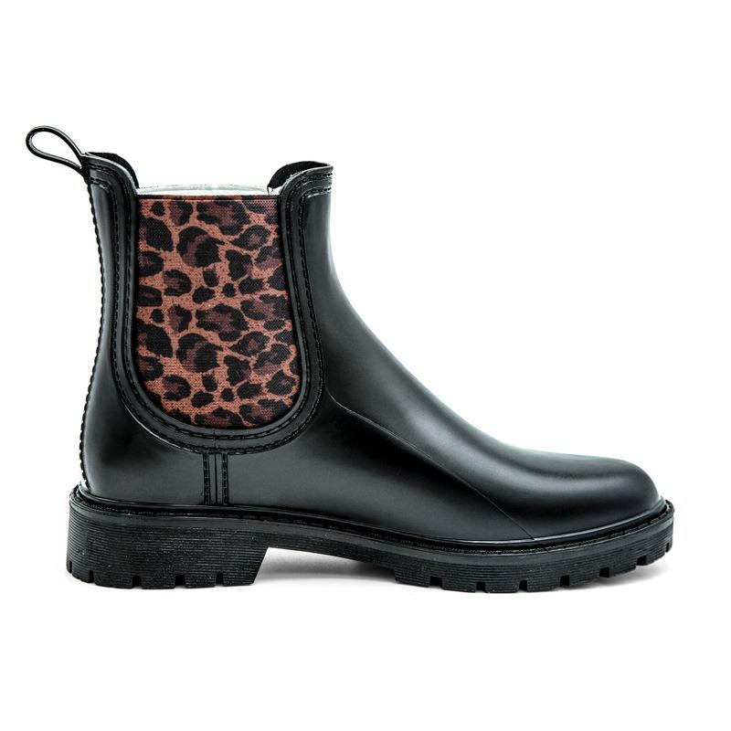 New Fashionable Women's Rain Shoes Elastic Leopard Print Women's Water Shoes Waterproof, Non-slip and Wear-resistant