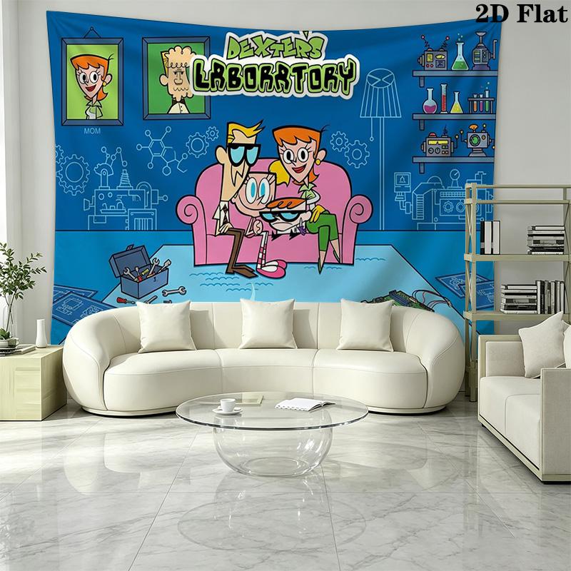 Dexter 's laboratory Wall Tapestry Aesthetic Wall Hanging Printed Fabric Blanket Decorative Tapestries for Bedroom Living Room Home Decor