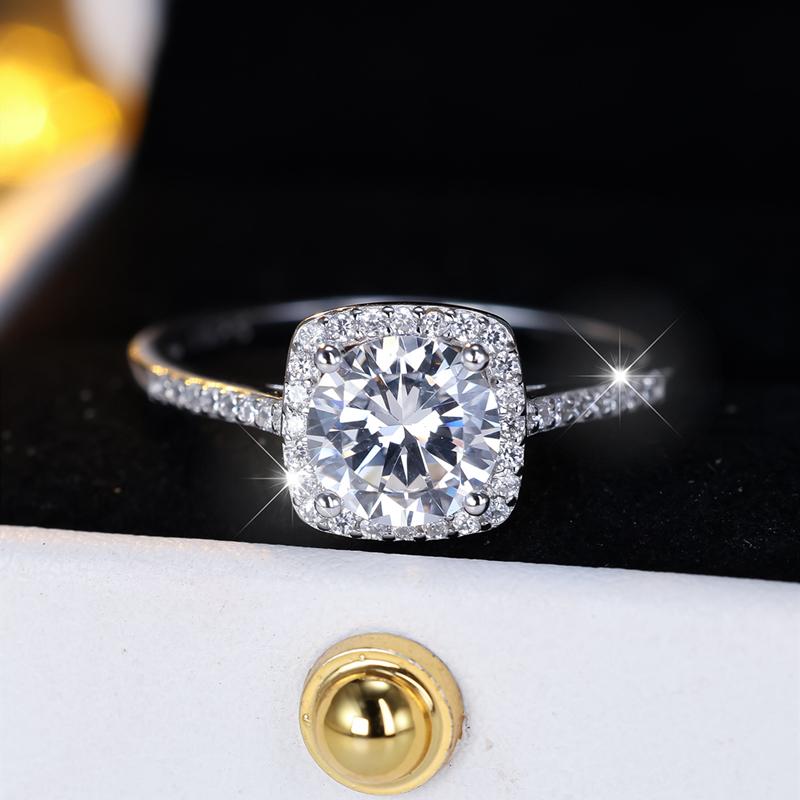 Classics 925 Sterling Silver Rings for Women Elegant Round Cut CZ Zircon Engagement Ring Wedding Jewelry Gifts