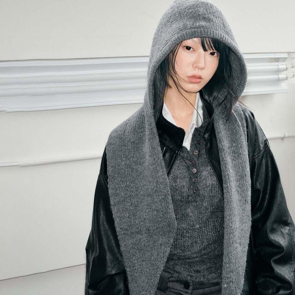 Triangular Knitted Hooded Cap Soft Winter Neckerchief Hat Fashion Neck Collar Beanies Cap  Women