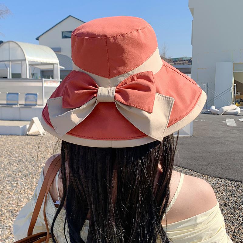 New bucket hat women's two-color splicing sun hat casual sun protection summer travel Japanese travel basin hat