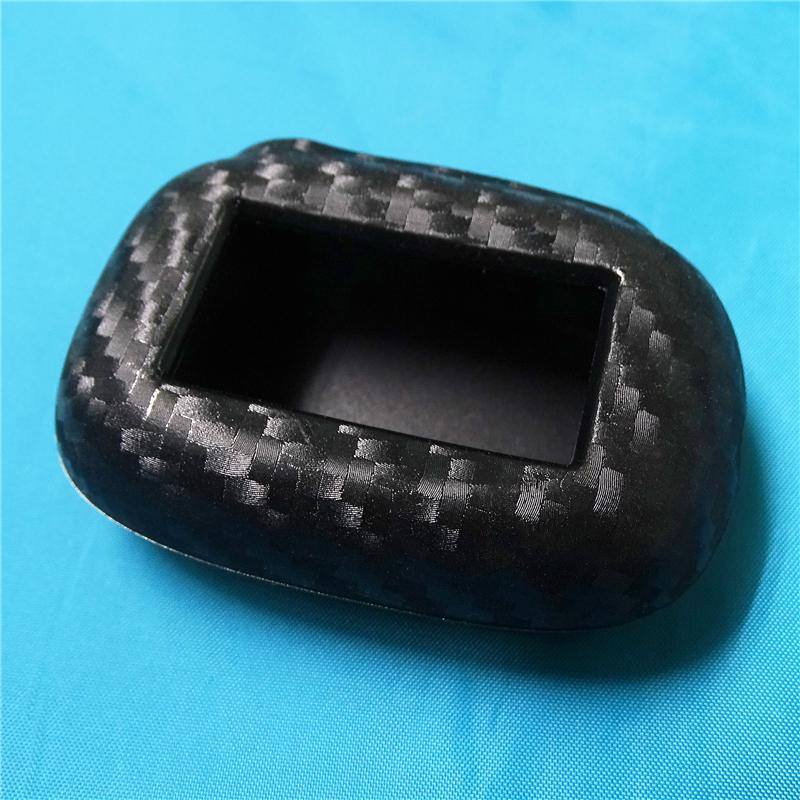 For Sta Rline B92 B93 B94 B62 B64 1 Pcs Carbon Fiber Silicone Car Key Case Russian 2-Way Car Alarm LCD Remote Control Cover Bag