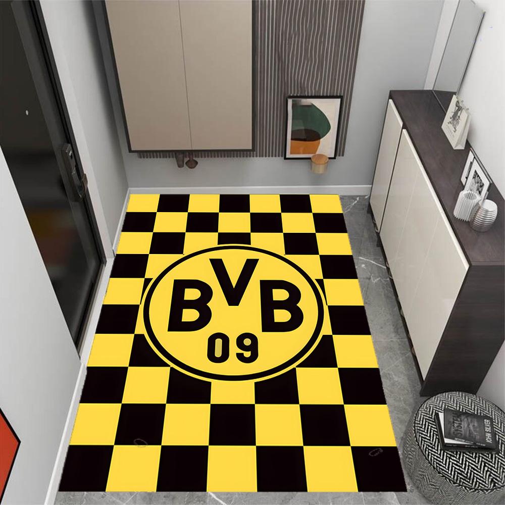 Χαλάκια Αντιολισθητικά με Θέμα Splatter Art - Λογότυπο Bvb 09 - Διακόσμηση Σπιτιού από Πολυεστέρα, Κατάλληλα για Υπνοδωμάτια, Σαλόνια, Εισόδους, Στούντιο και Διακοσμήσεις
