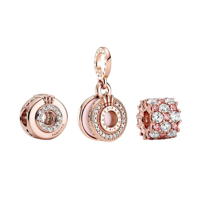 Pandora Sparkling Classic Charm Women s Rose Gold ZT590 золотой