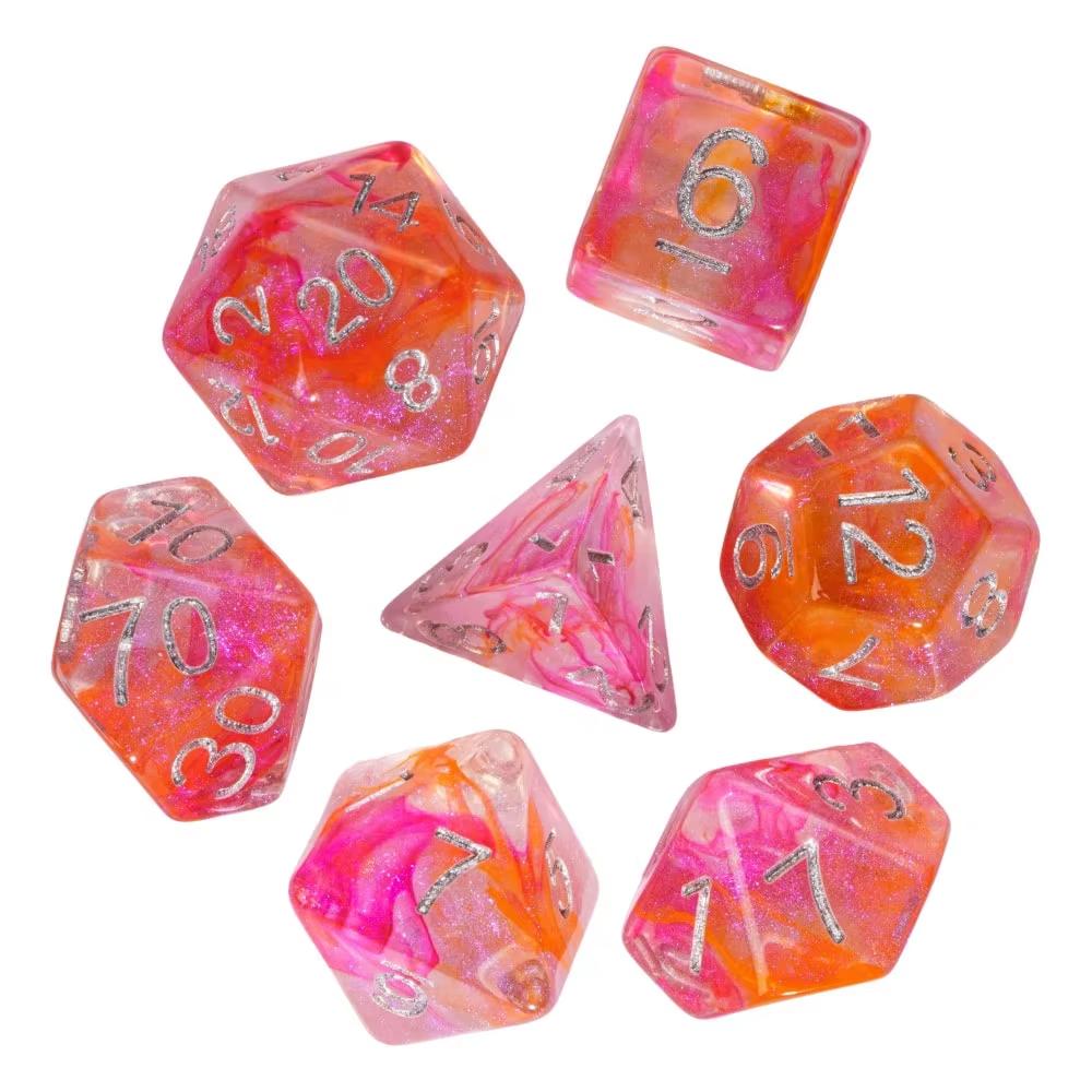 Cusdie D&D Rauchwürfel Dungeons and Dragons 7 mehrseitiges Würfelset D4 D6 D8 D10 D% D12 D20 für Rollenspiele Brettspiele