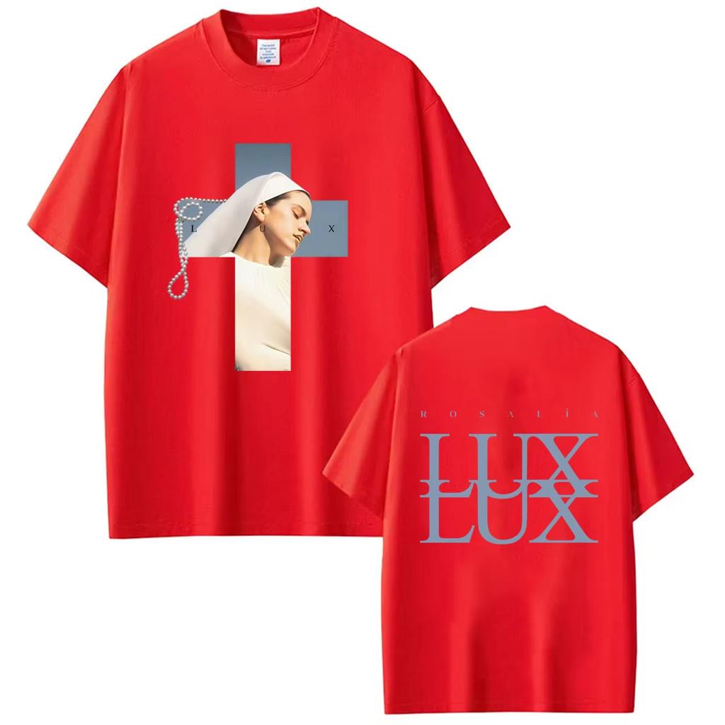 Singer Rosalia Lux 2026 Album Tour Print Harajuku Style Loose Cotton Fashion Summer Casual Streetwear Unisex And Unisex TShirt