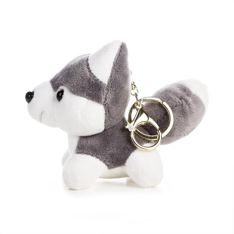 4color Plush Toy Keychain Plush Doll Kawaii Cartoon Dog Keychain Cute 10cm Siberian Husky Stuffed Doll Key Ring