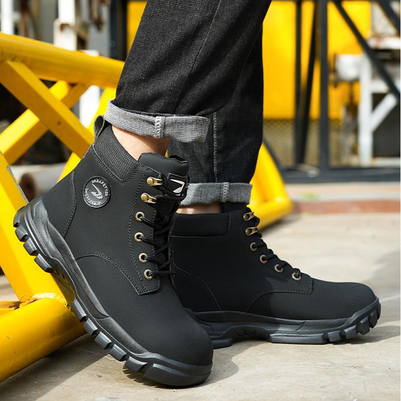 Work Boots Indestructible Safety Shoes Men Steel Toe Shoes Puncture-Proof Sneakers Non Slip Work Shoes Protective Boots