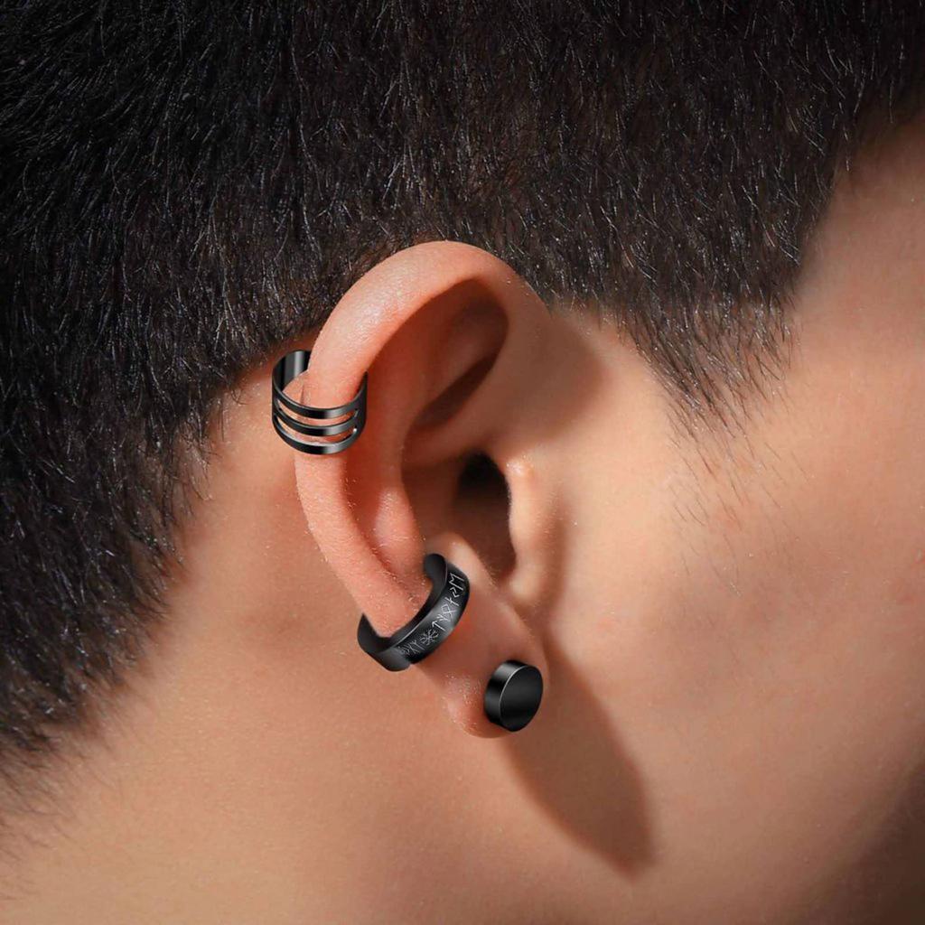 1Pc Norse Viking Runes Hoop Earrings for Men Women Stainless Steel Huggie Hoop Earrings For Male Fashion Wedding Party Jewelry
