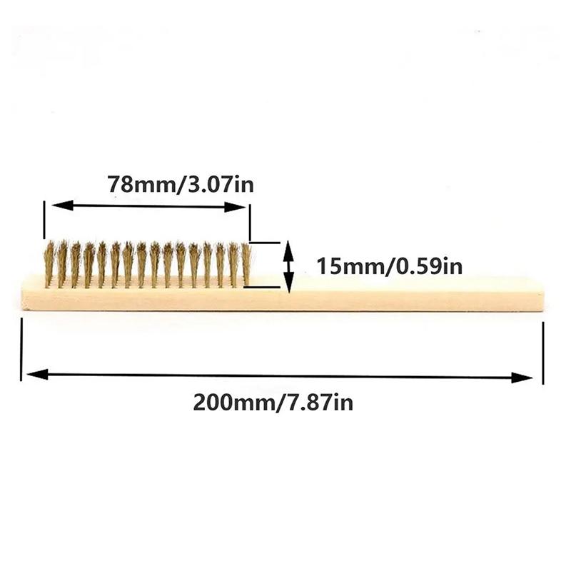 3/12pcs Heavy-Duty Copper Wire Brush Set-Effective Brush With Sturdy Handle For Paint Scrubbing Removing Unfinished Metal Etc