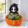 Großes Fassungsvermögen Kürbis-Schlitz Halloween Süßigkeitenschale, 3D-gedruckter Sensenmann Snackhalter Schale, Gruselige Schale Skelett Servierschale für Zuhause, Büro, Schreibtisch,