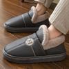 Men's Extra Large Velvet-Lined Non-Slip Cotton Slippers for Indoor/Outdoor Use - Warm Closed-Heel Design for Autumn and Winter.