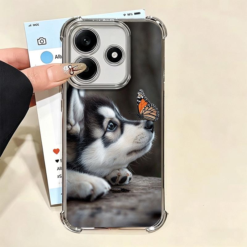 Alaskan Husky Cute Dogs Plating Phone Case For Xiaomi Redmi Note 14 15 Pro Plus 13 12 11 11S 11T 10 9S 9 5G Anti-Fall Airabag Co
