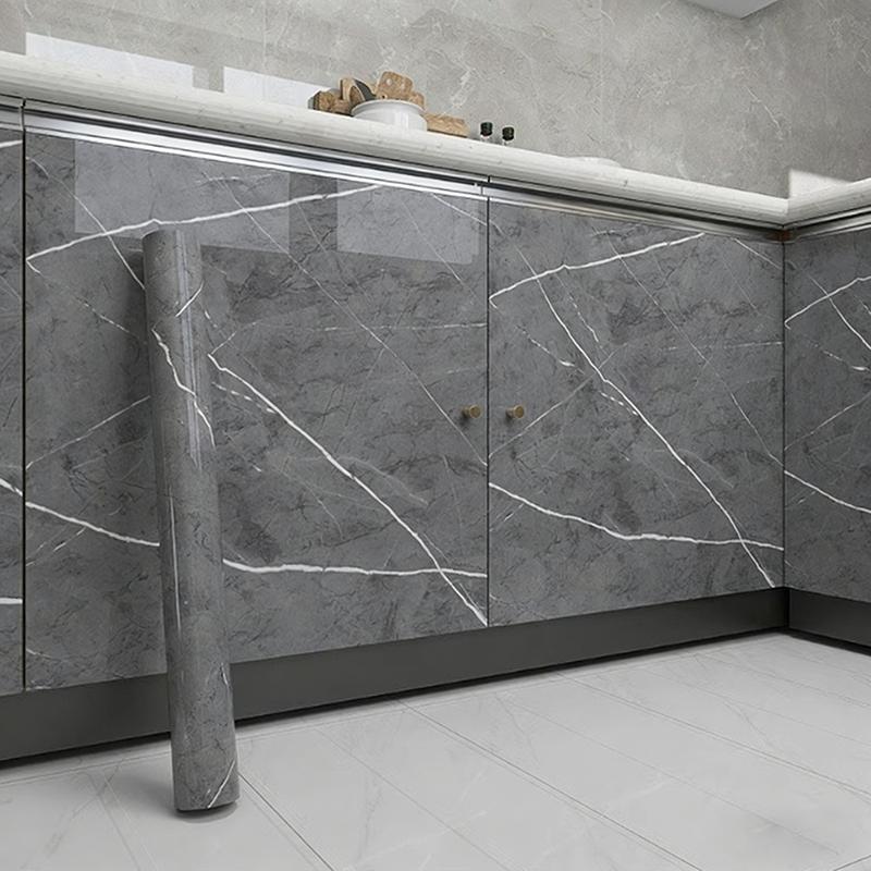 0.4m Wide Marble Colored PVC Sticker Anti Oil Pollution Kitchen Living Room Decorative Wallpaper