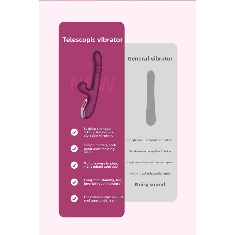 Multi-functional Telescopic Vibrator Intelligent Display Fast Piston Heating Sucking Tongue Licking Masturbator