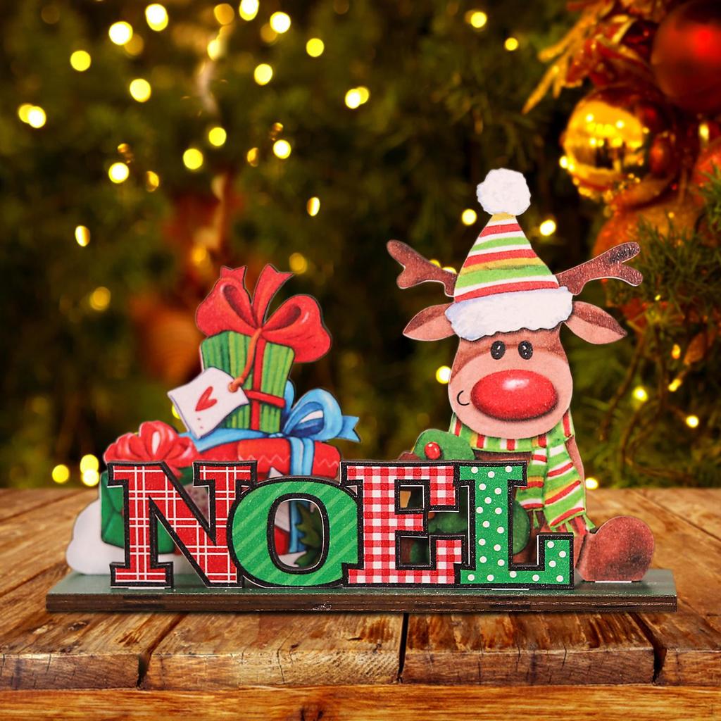 Christmas Wooden Desktop Ornament Decoration Ornaments for Holiday House