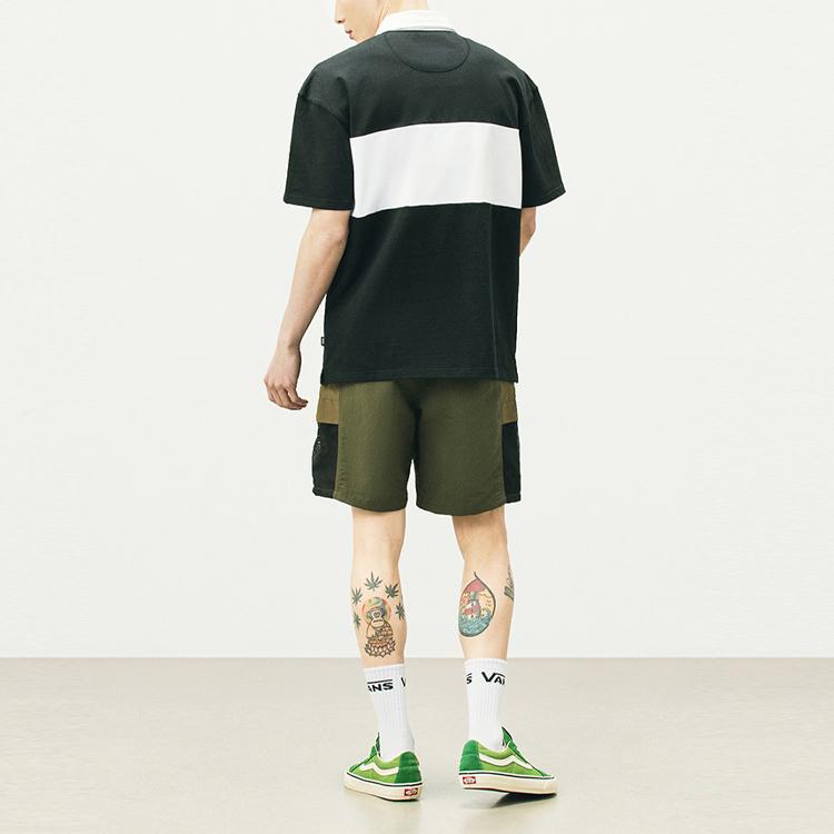 Vans Color Block Patchwork Cargo Shorts Men Shorts Army-Green VN0A54E8ZD8