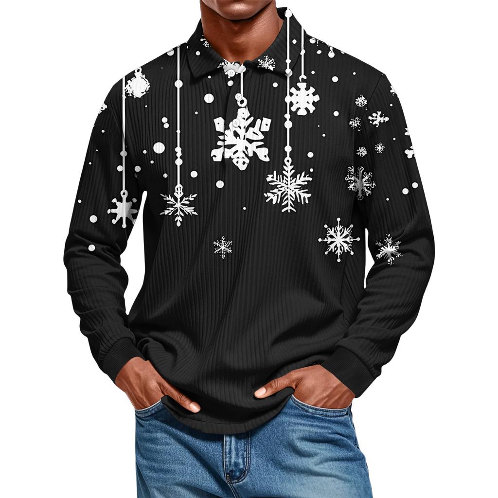 Men's Casual Style Solid Color Loose  Shirt Long-sleeved Top