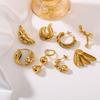 Stainless Steel Geometric Earrings For Women Gold Color Drop Stud