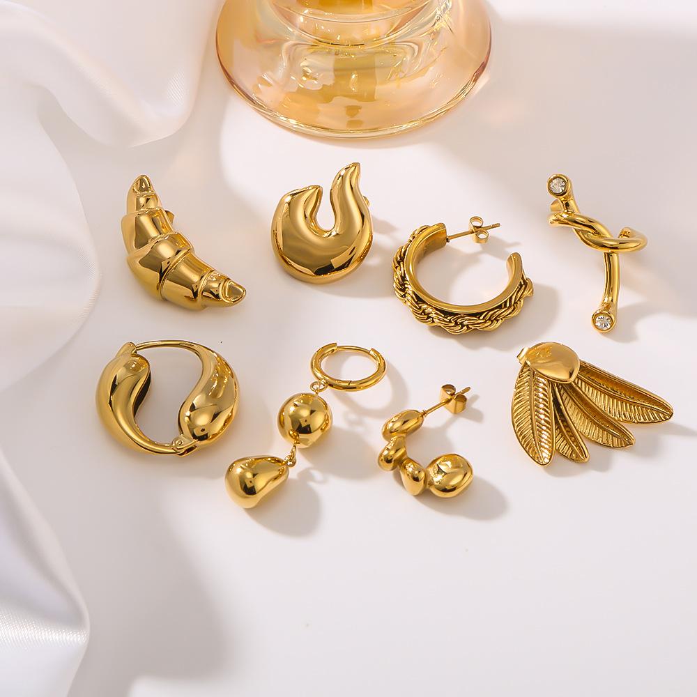 Stainless Steel Geometric Earrings For Women Gold Color Drop Stud