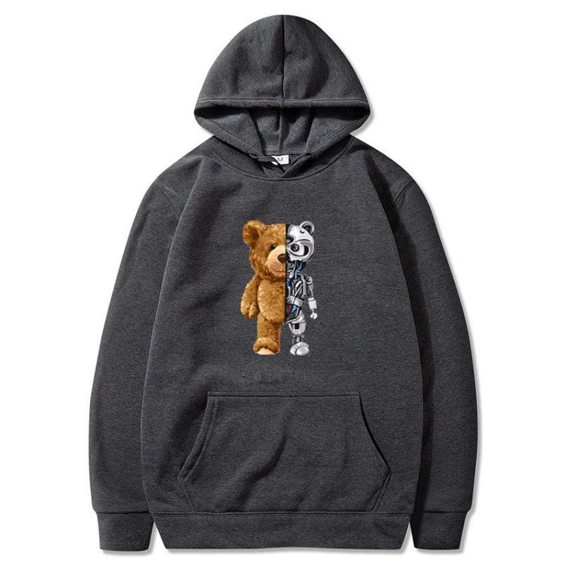 Men's Violent Bear Print Hoodie - Trendy European Fashion Pullover