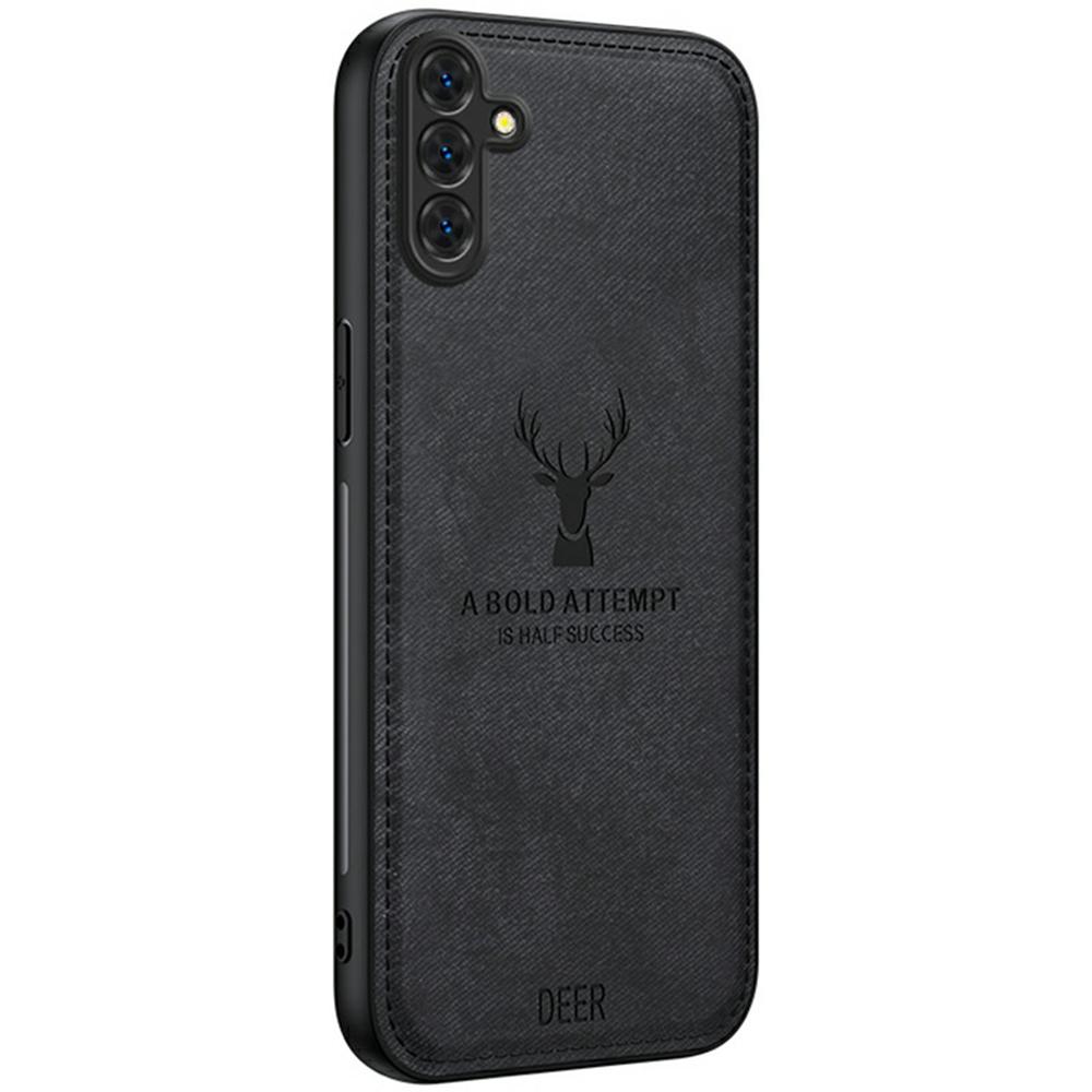 

Чехол для Samsung Galaxy A26 5G с рисунком оленя, тканевой текстурой, из ПУ кожи, гибридный чехол для телефона Black