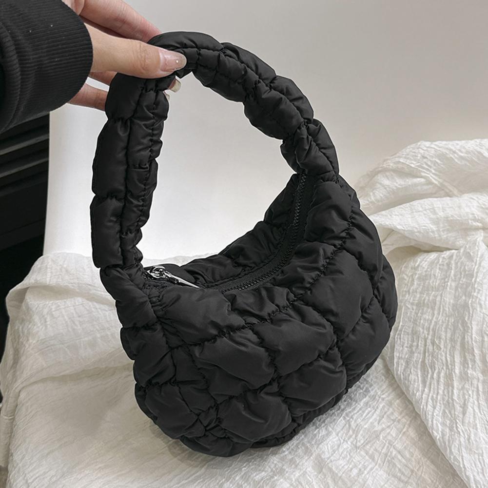 Mini-Plissee-Taschen mit Wolkenmuster für Damen, lässige, gesteppte Handtasche, gepolsterter Griff aus Nylon, luxuriöse, weiche, bauschige Tasche, Designer-Unterarmtasche