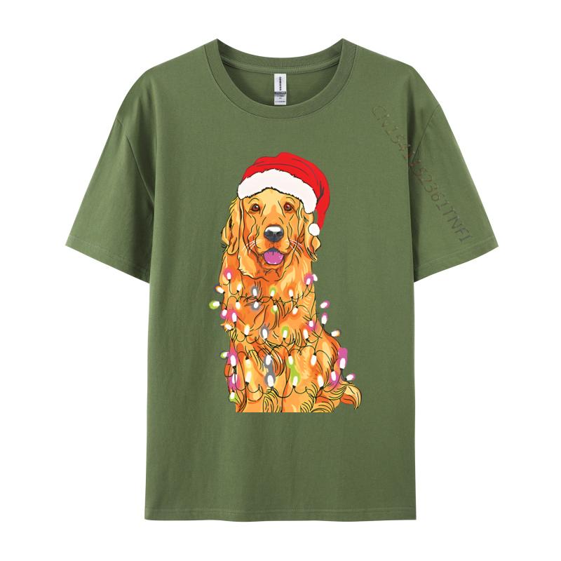 Christmas Pajama Golden Retriever Tshirts Cotton High Street Teeshirt Hip Hop Men Top Tshirts 3D Style